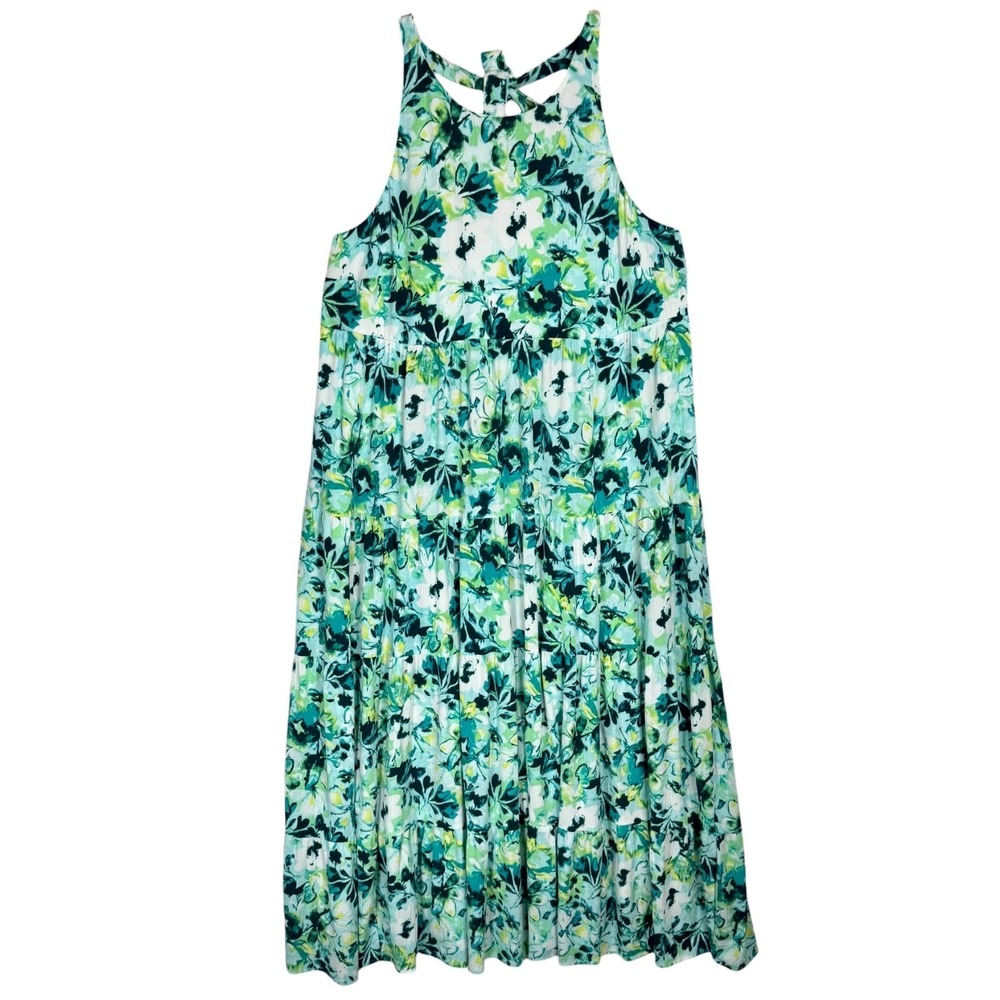Torrid Floral Print Gauze Tiered Maxi Dress 0‎ Size L Halter Flowy Sleeveless